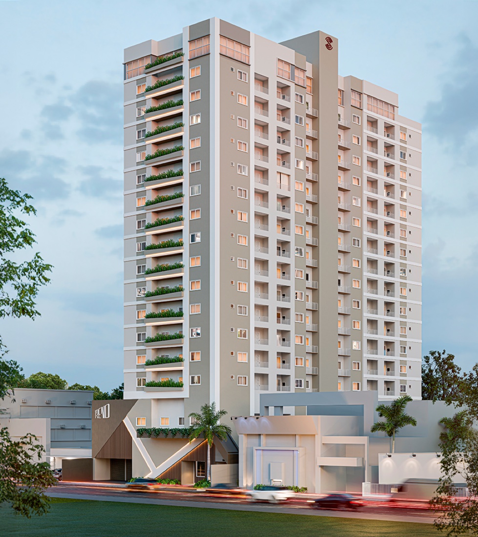 Render da fachada do edifício Trend